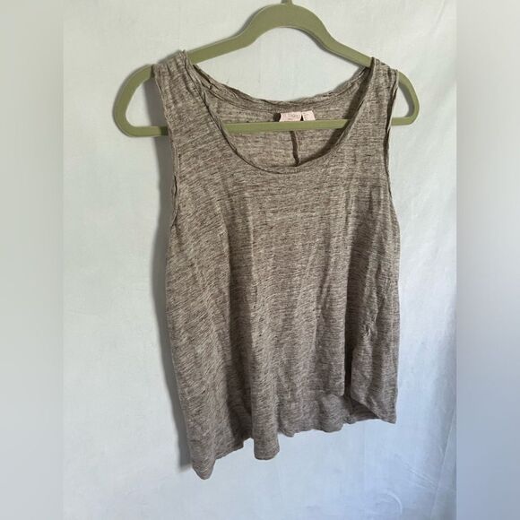 St. Tropez West 100% Linen Tank Top Tan size L - Picture 2 of 5